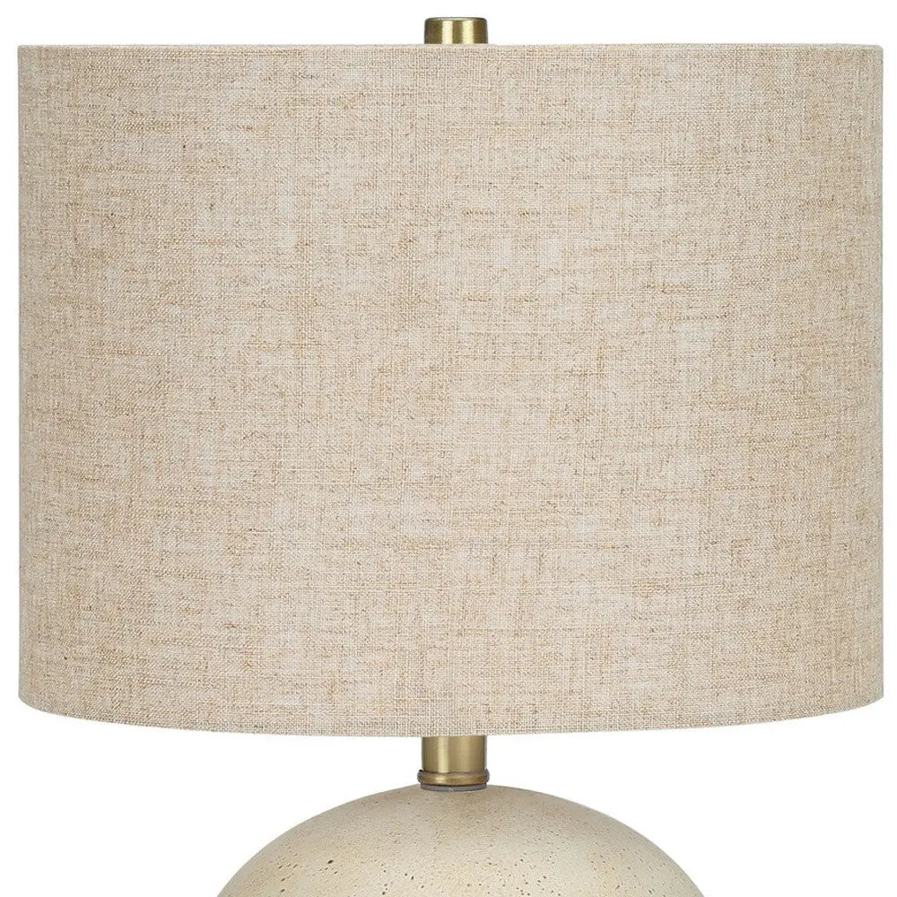 20" Beige Concrete Round Table Lamp With Beige Drum Shade Homeroots Lighting