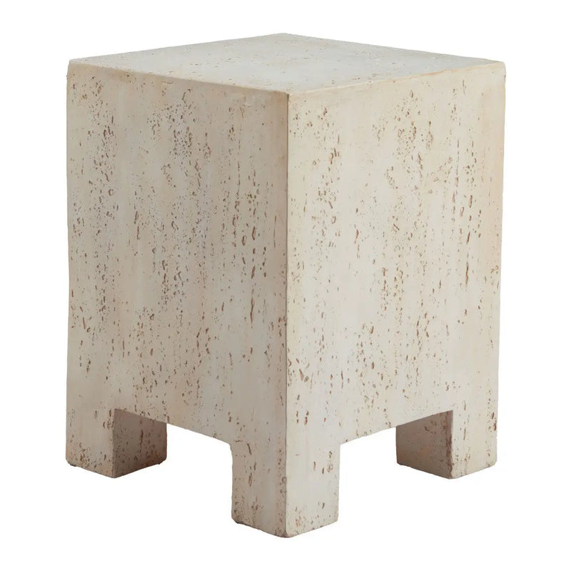 20" Beige Faux Stone Square End Table Homeroots Living Room