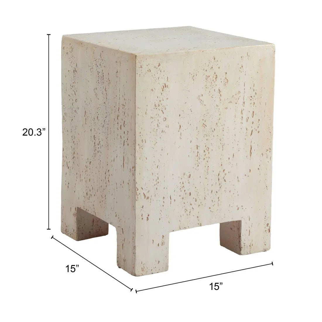20" Beige Faux Stone Square End Table Homeroots Living Room