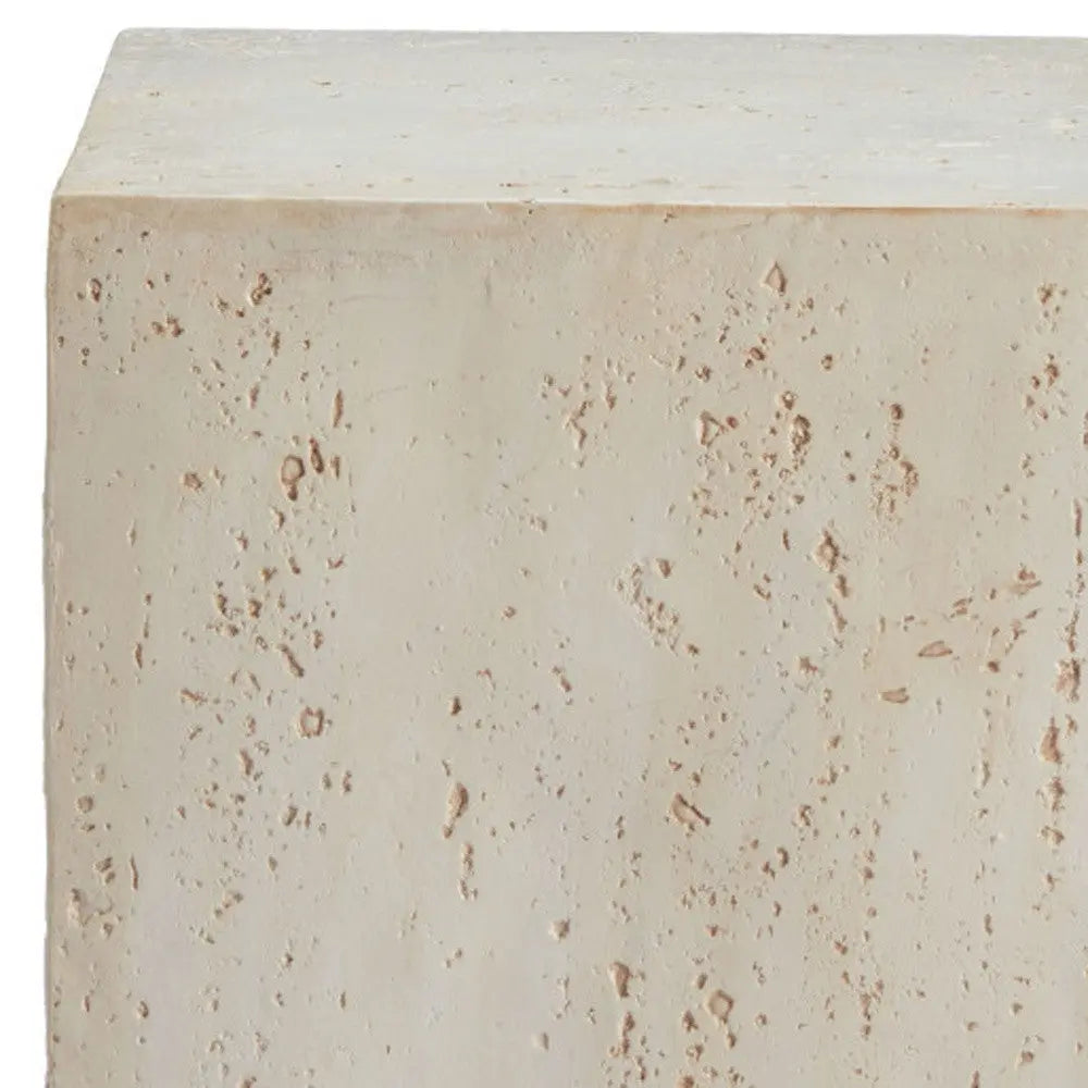 20" Beige Faux Stone Square End Table Homeroots Living Room