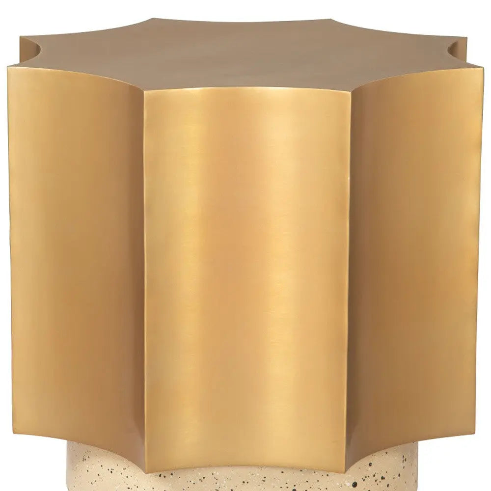 20" Beige Iron Free Form Pedestal End Table Homeroots Living Room