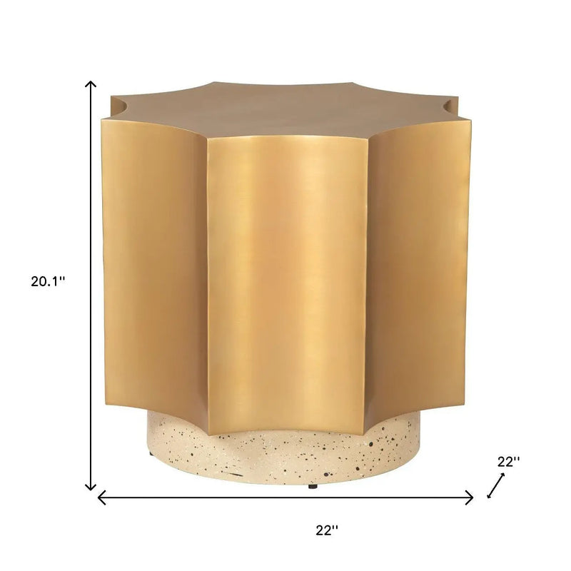 20" Beige Iron Free Form Pedestal End Table Homeroots Living Room