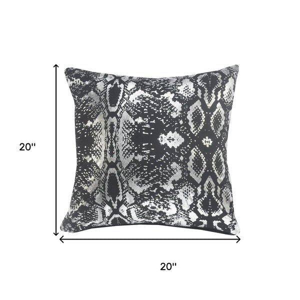 20" Black And Silver Beach Cotton Throw Pillow Cover GreatEagleInc