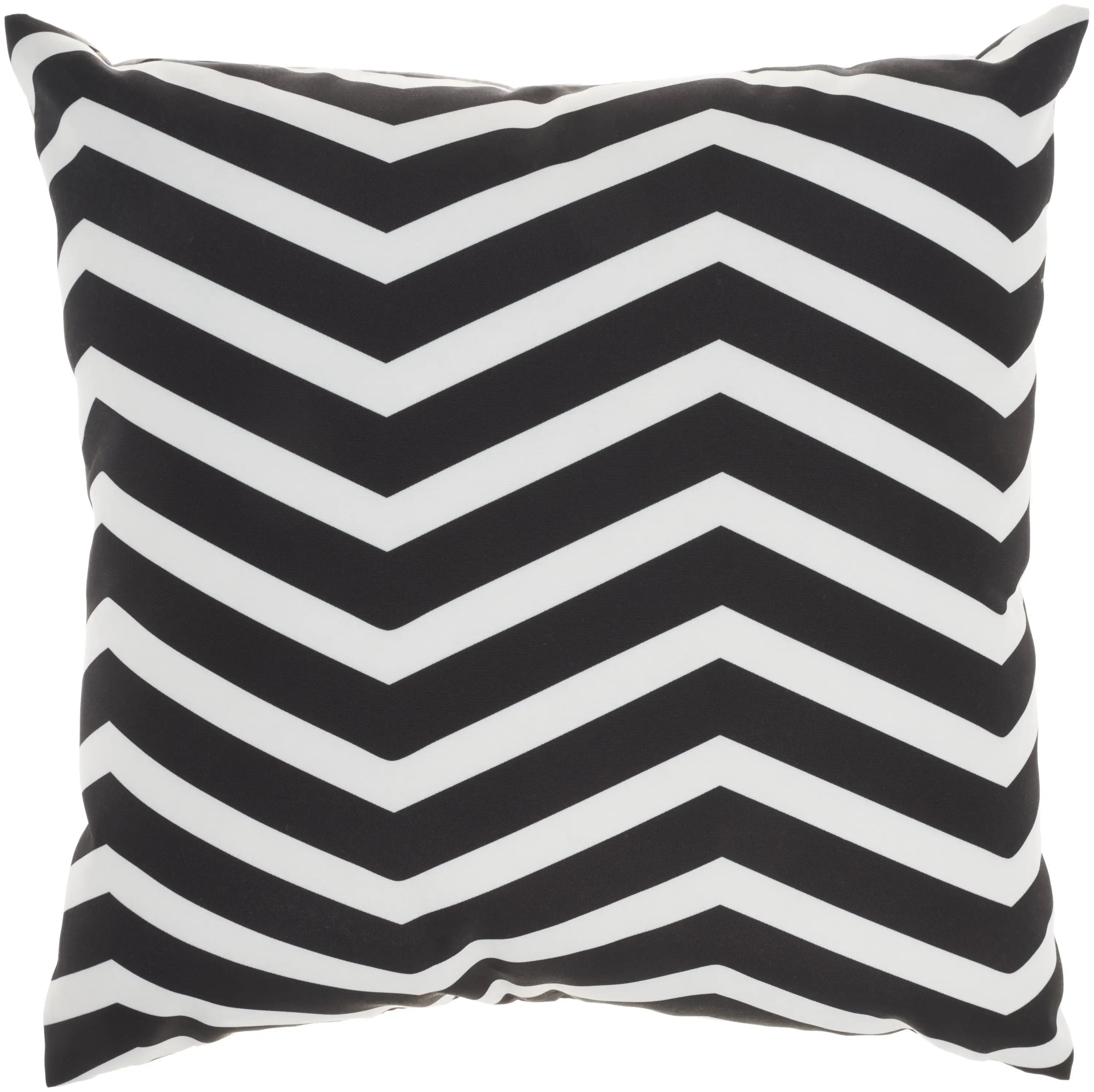 20" Black Gray and White Handmade Floral Indoor Outdoor Throw Pillow Homeroots Outdoor