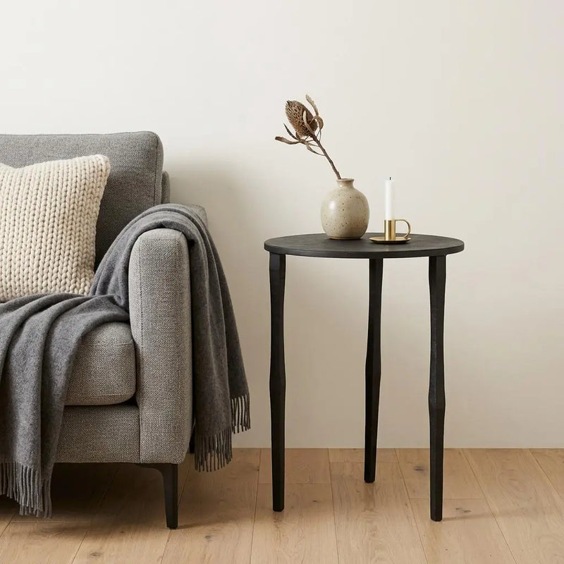 20" Black Iron Round End Table Homeroots Living Room