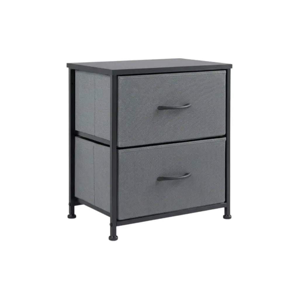 20" Black Iron and Wood Woven Texture Two Drawer Nightstand Homeroots Bed & Bath