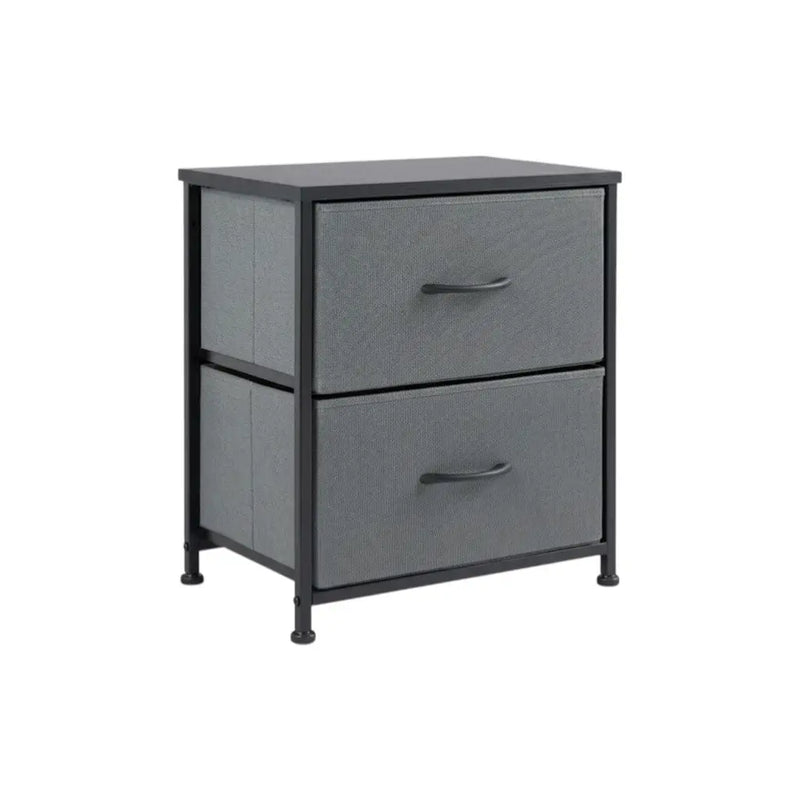 20" Black Iron and Wood Woven Texture Two Drawer Nightstand Homeroots Bed & Bath