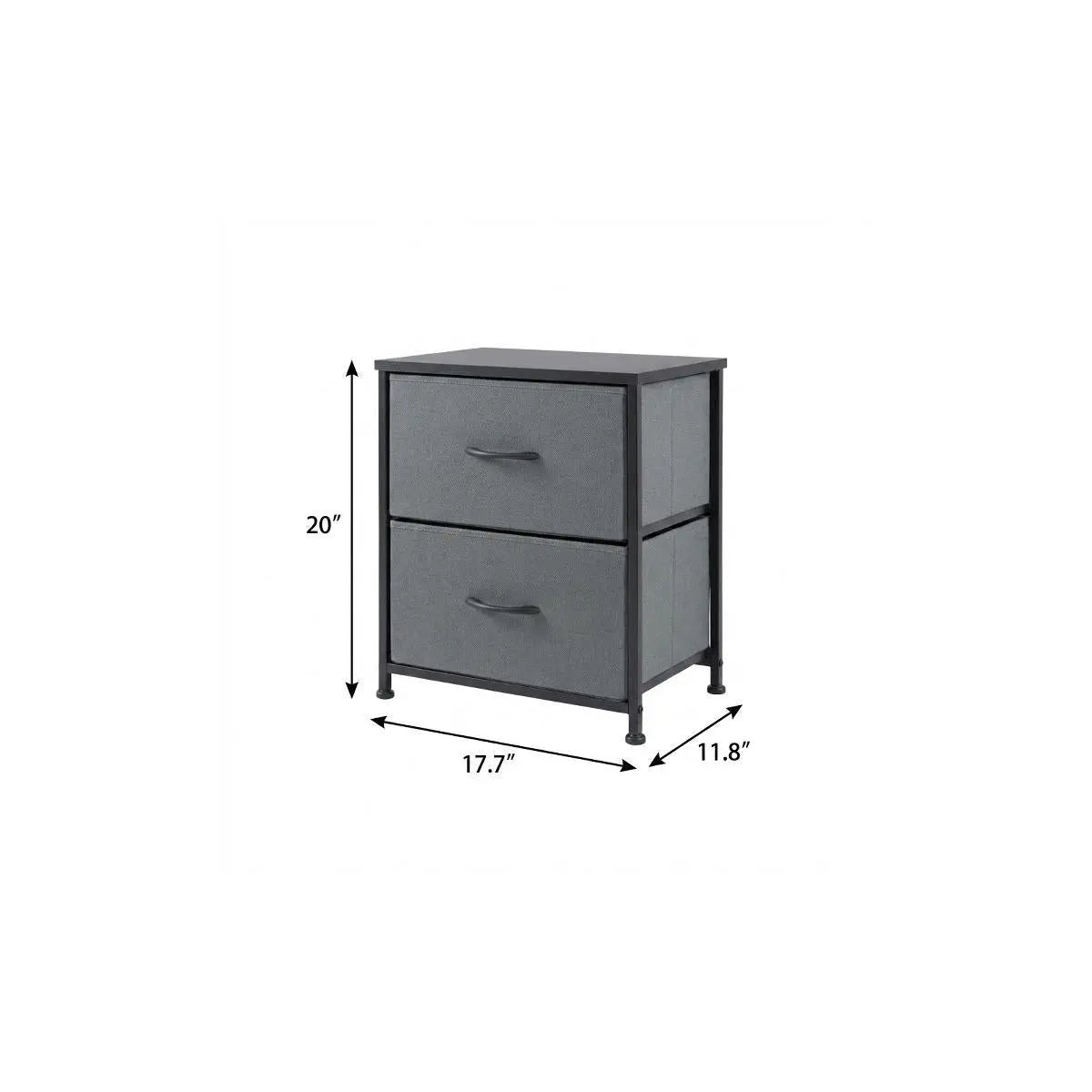 20" Black Iron and Wood Woven Texture Two Drawer Nightstand Homeroots Bed & Bath