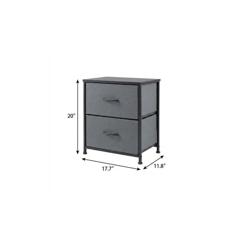 20" Black Iron and Wood Woven Texture Two Drawer Nightstand Homeroots Bed & Bath