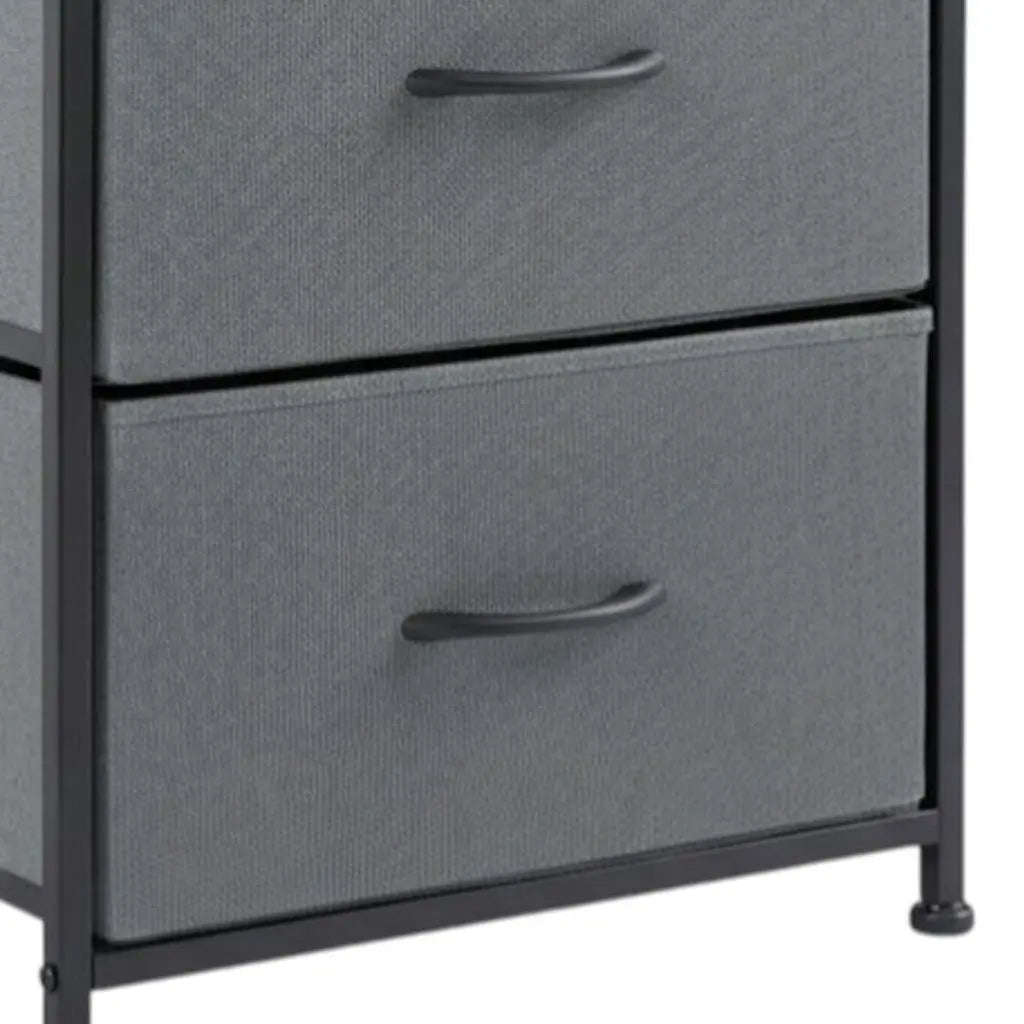 20" Black Iron and Wood Woven Texture Two Drawer Nightstand Homeroots Bed & Bath