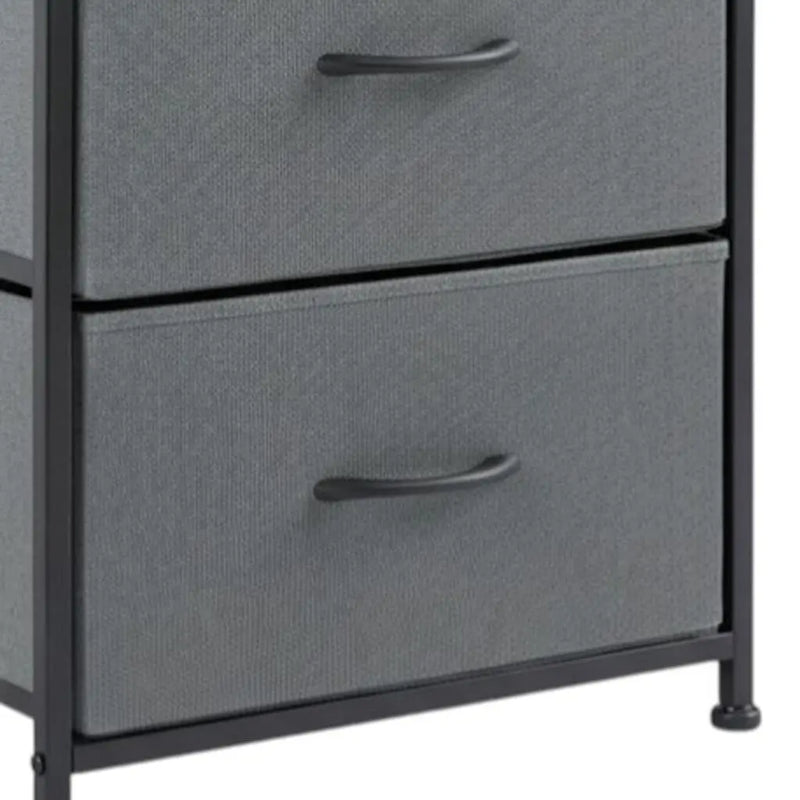 20" Black Iron and Wood Woven Texture Two Drawer Nightstand Homeroots Bed & Bath
