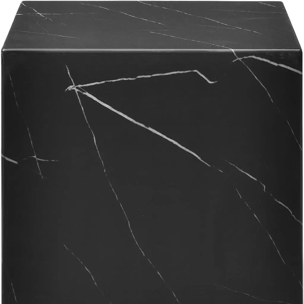 20" Black Marble Square Block End Table Homeroots Living Room