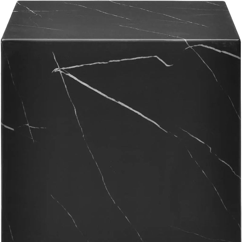 20" Black Marble Square Block End Table Homeroots Living Room