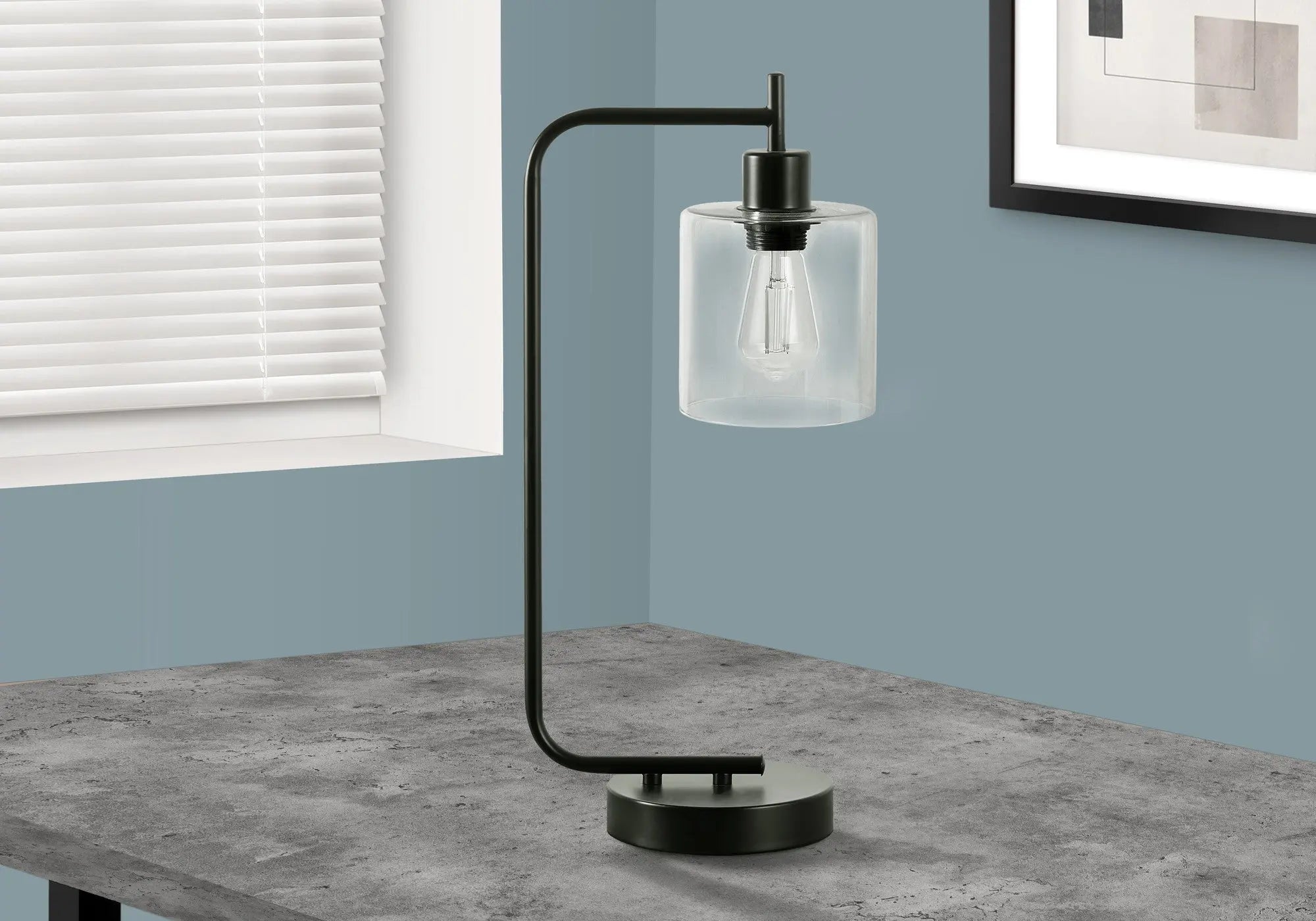 20" Black Metal Round Arched USB Table Lamp With Clear Drum Shade Homeroots Lighting