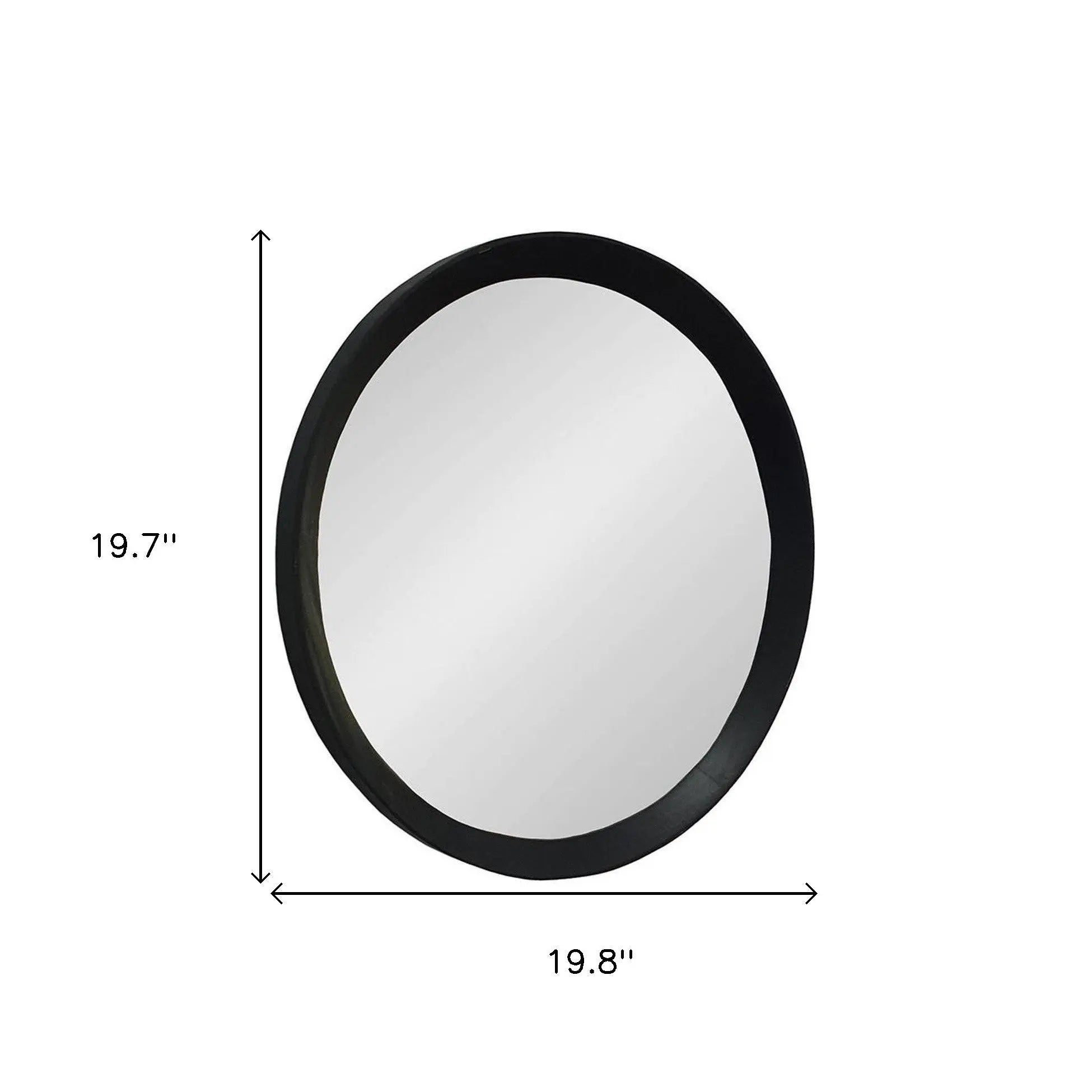 20" Black Round Wood Framed Accent Mirror Homeroots Bed & Bath