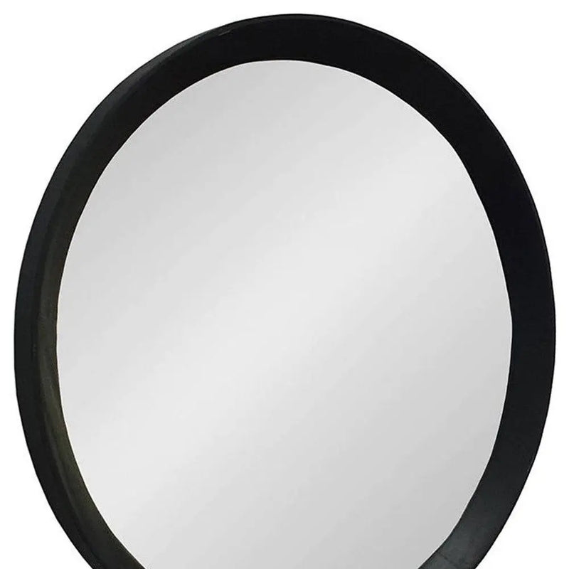 20" Black Round Wood Framed Accent Mirror Homeroots Bed & Bath