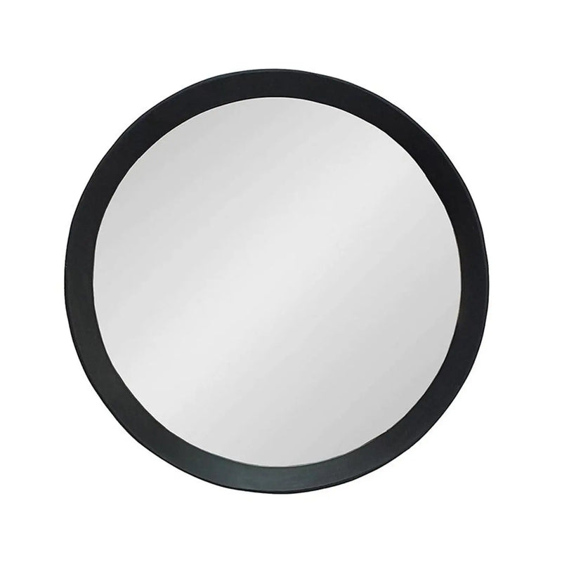 20" Black Round Wood Framed Accent Mirror Homeroots Bed & Bath