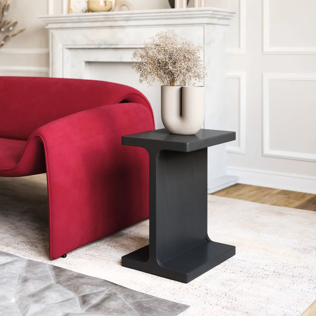 20" Black Solid Wood Pedestal End Table Homeroots Living Room
