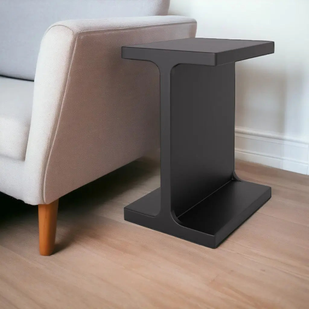 20" Black Solid Wood Pedestal End Table Homeroots Living Room