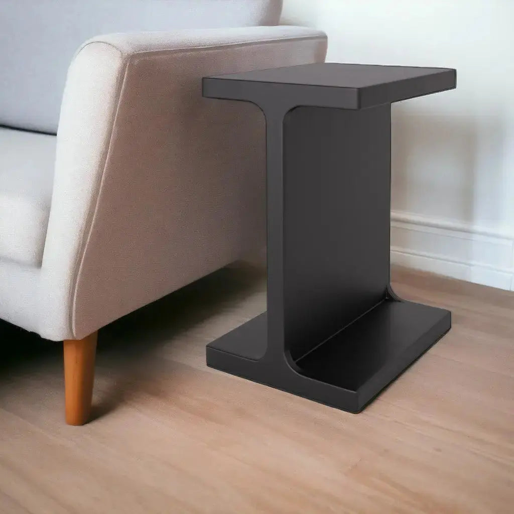 20" Black Solid Wood Pedestal End Table Homeroots Living Room