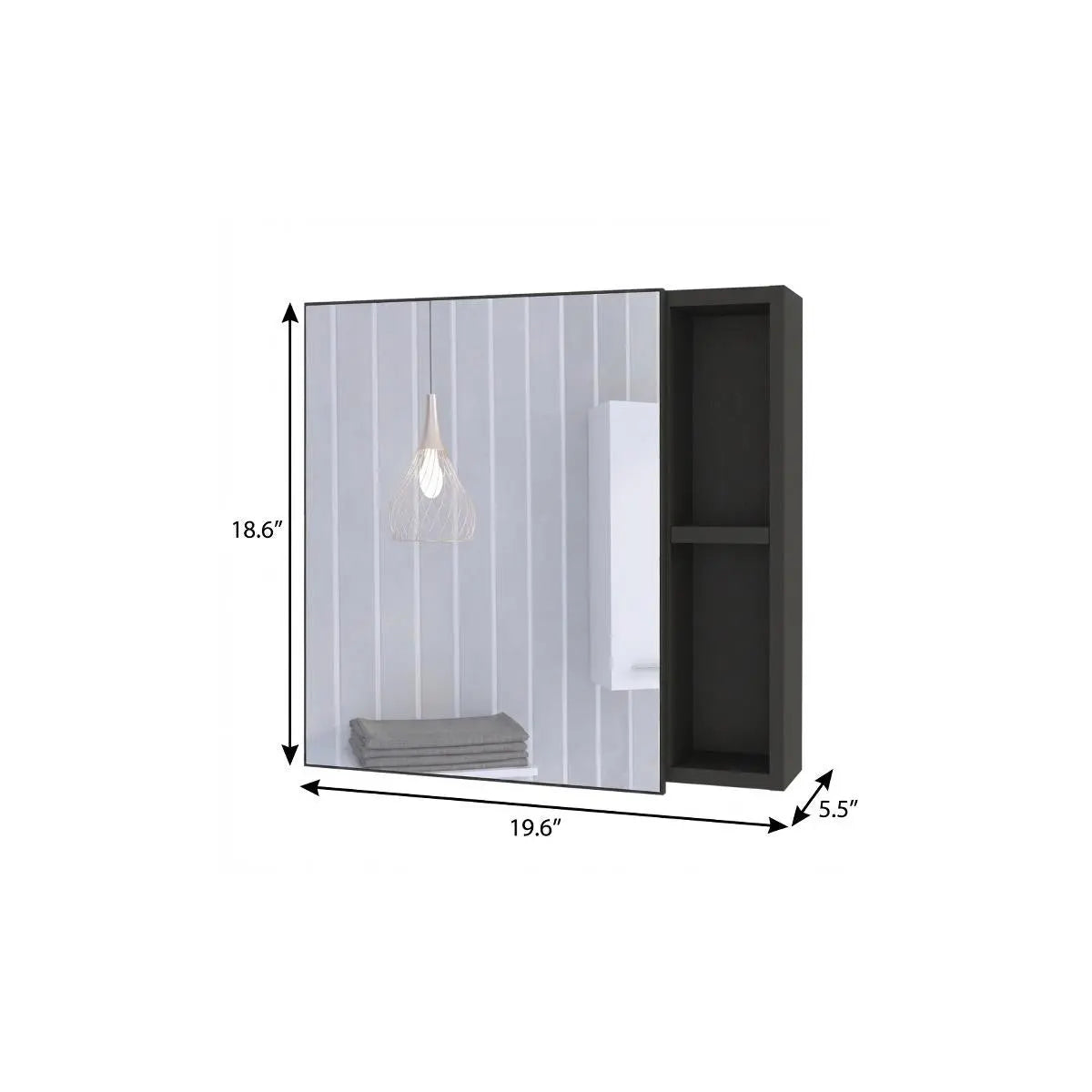 20" Black Wood Floating Single Door Bathroom Vanity And Medicine Cabinet With Mirror Homeroots Bed & Bath