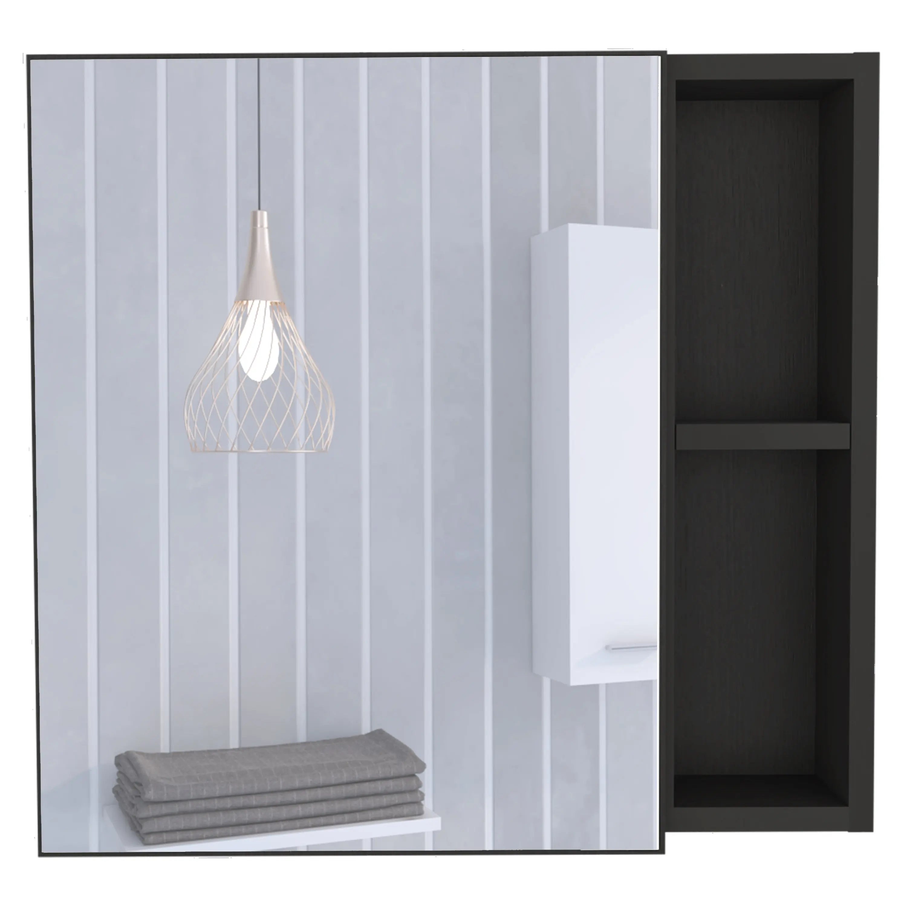 20" Black Wood Floating Single Door Bathroom Vanity And Medicine Cabinet With Mirror Homeroots Bed & Bath