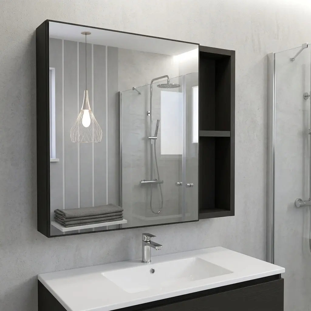 20" Black Wood Floating Single Door Bathroom Vanity And Medicine Cabinet With Mirror Homeroots Bed & Bath