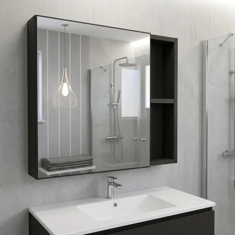 20" Black Wood Floating Single Door Bathroom Vanity And Medicine Cabinet With Mirror Homeroots Bed & Bath