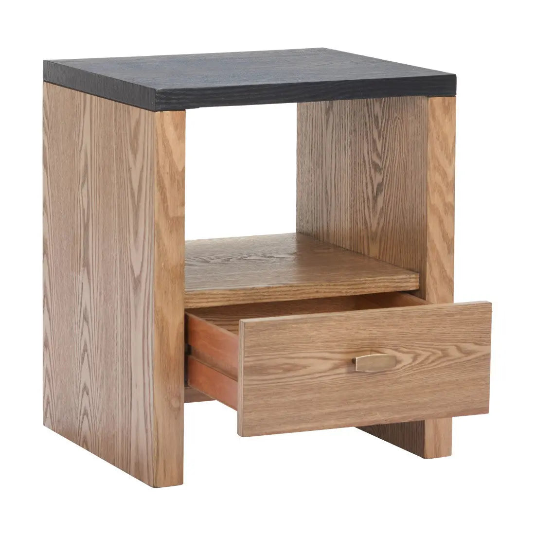 20" Black Wood Free Form Pedestal End Table With Drawer And Shelf Homeroots Living Room