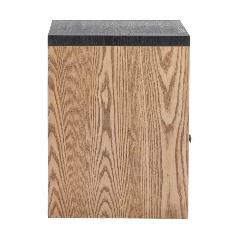 20" Black Wood Free Form Pedestal End Table With Drawer And Shelf Homeroots Living Room