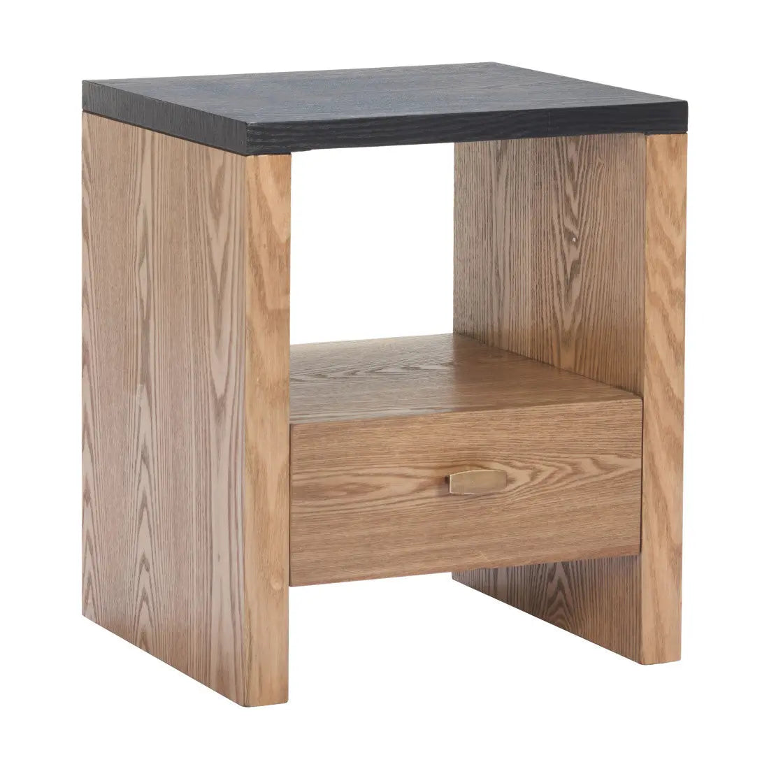 20" Black Wood Free Form Pedestal End Table With Drawer And Shelf Homeroots Living Room