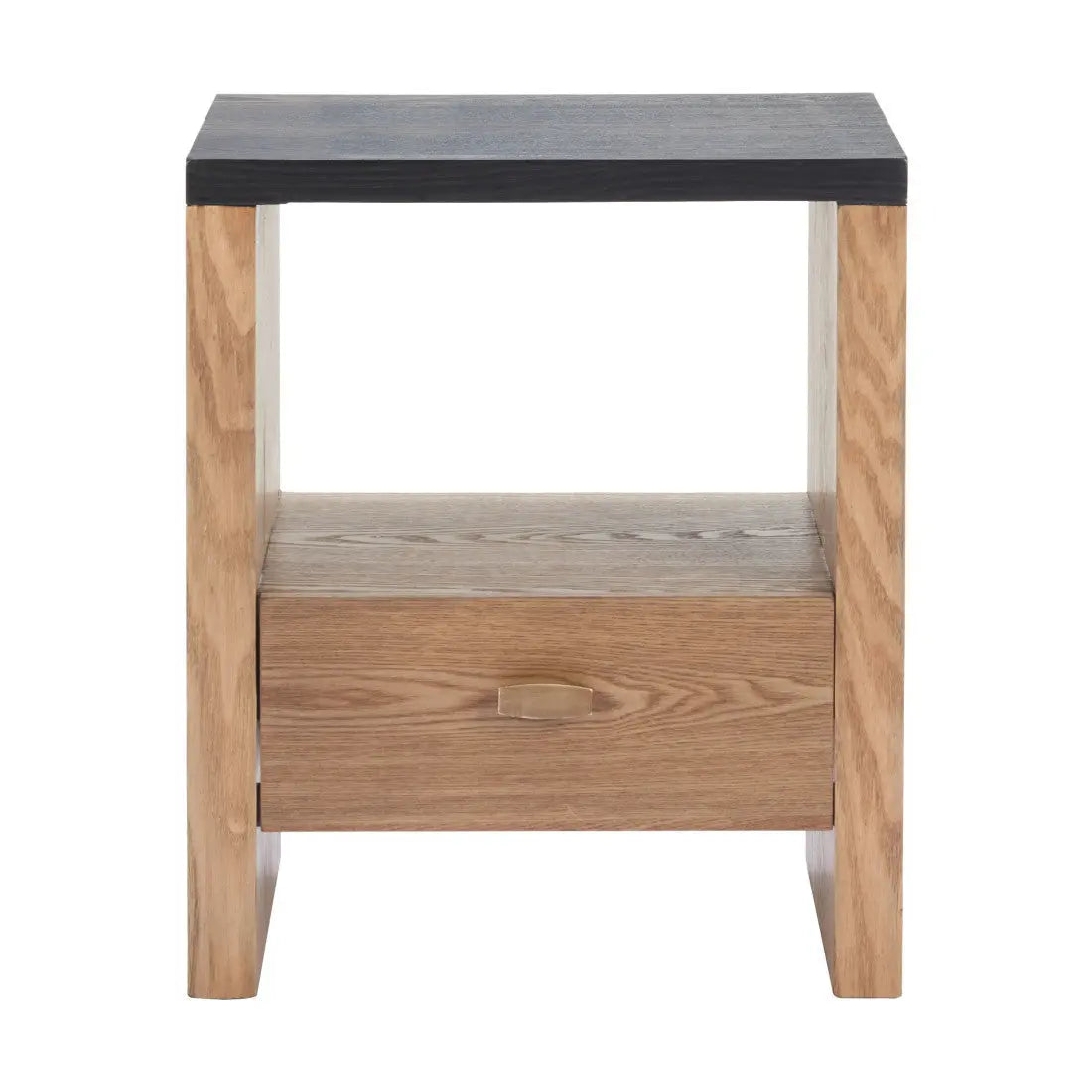 20" Black Wood Free Form Pedestal End Table With Drawer And Shelf Homeroots Living Room