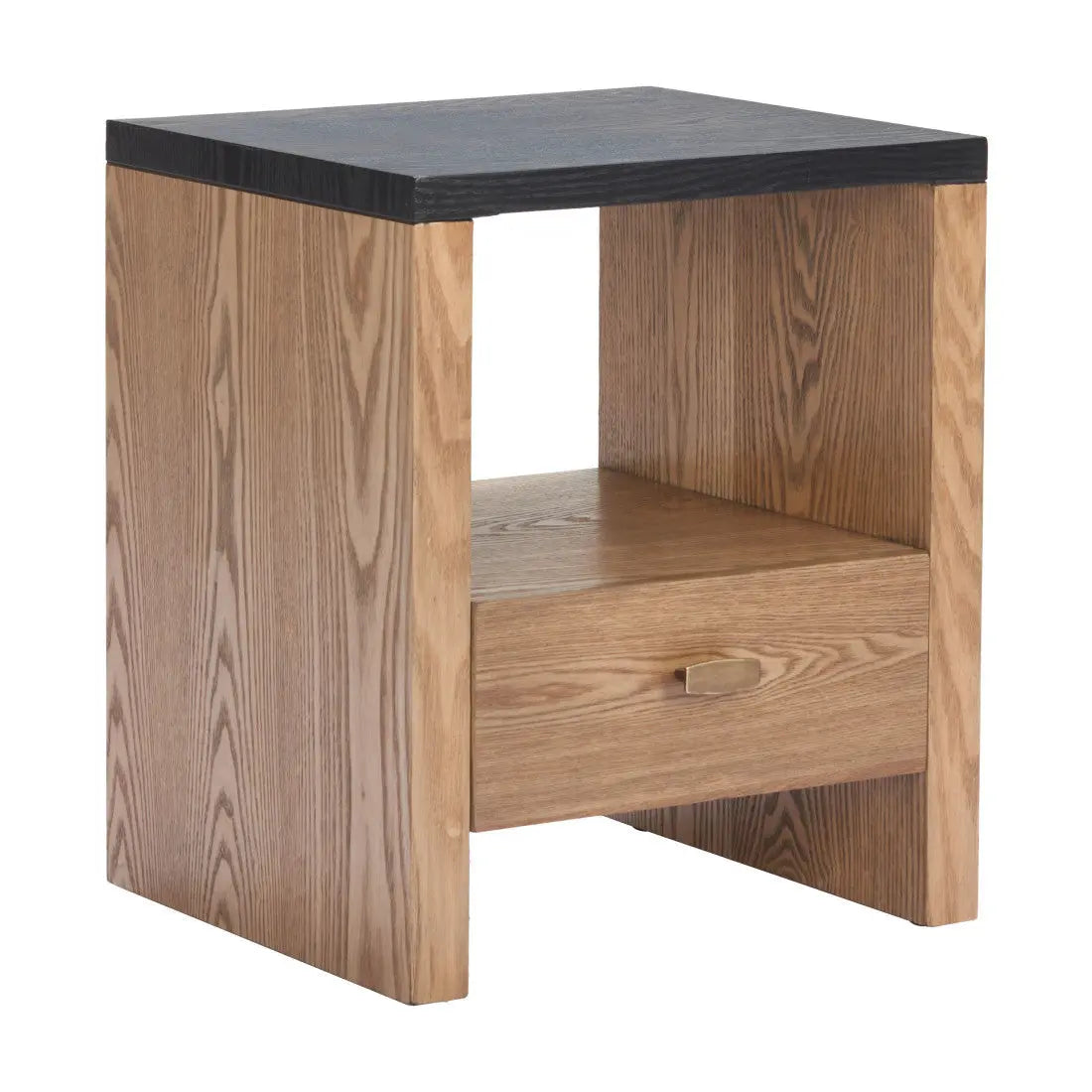 20" Black Wood Free Form Pedestal End Table With Drawer And Shelf Homeroots Living Room