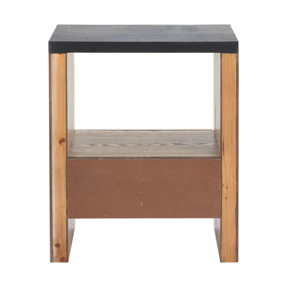 20" Black Wood Free Form Pedestal End Table With Drawer And Shelf Homeroots Living Room