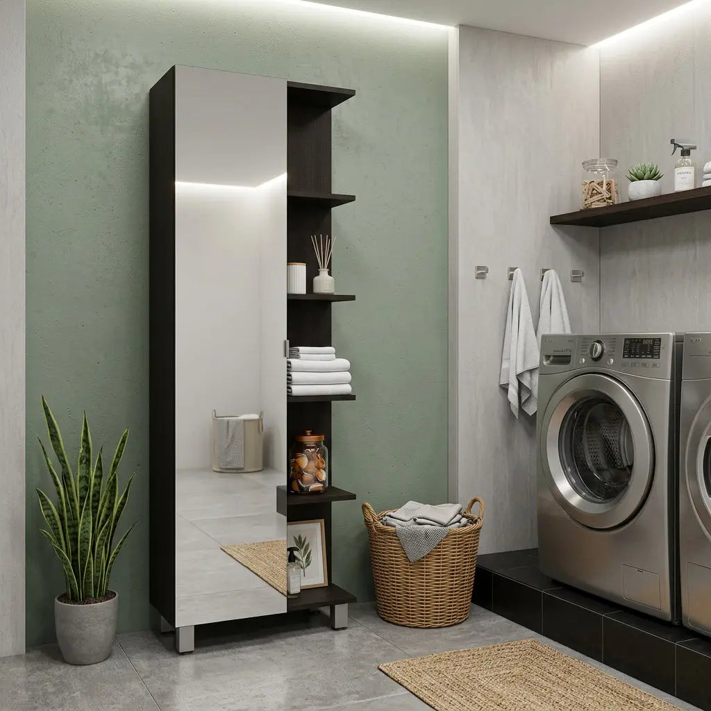 20" Black Wood Freestanding Single Door Bathroom Vanity With Mirror Homeroots Kitchen & Dining