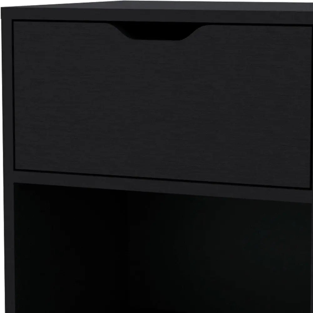 20" Black Wood One Drawer Nightstand Homeroots Bed & Bath