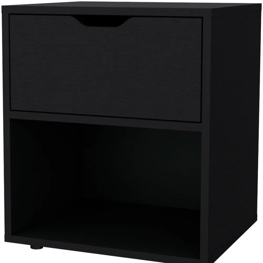 20" Black Wood One Drawer Nightstand Homeroots Bed & Bath