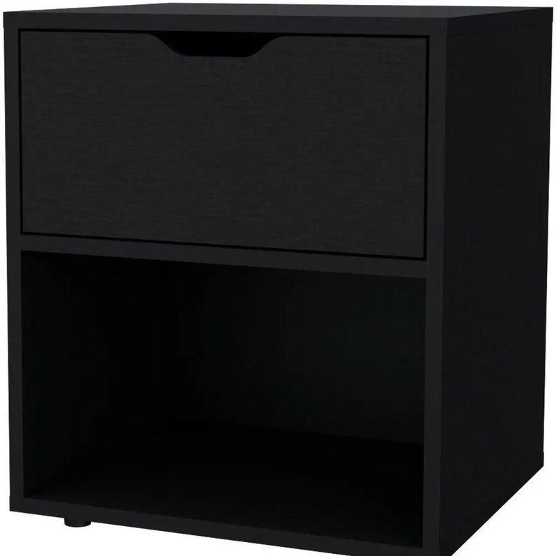 20" Black Wood One Drawer Nightstand Homeroots Bed & Bath
