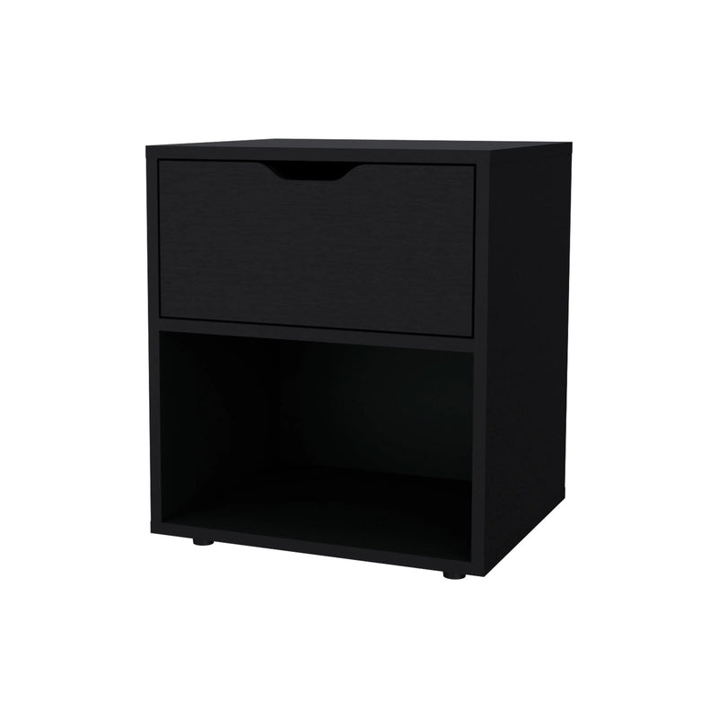 20" Black Wood One Drawer Nightstand Homeroots Bed & Bath