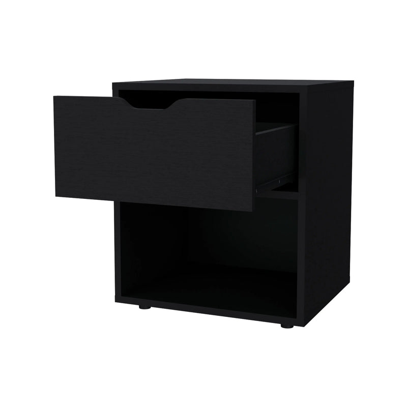 20" Black Wood One Drawer Nightstand Homeroots Bed & Bath