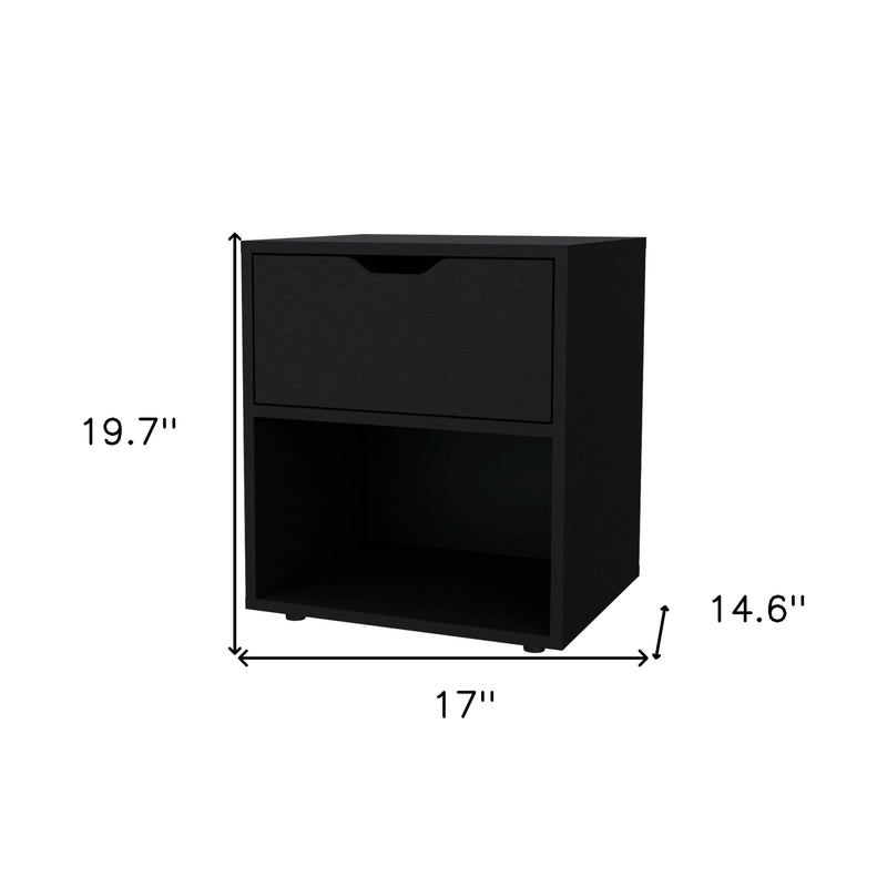 20" Black Wood One Drawer Nightstand Homeroots Bed & Bath