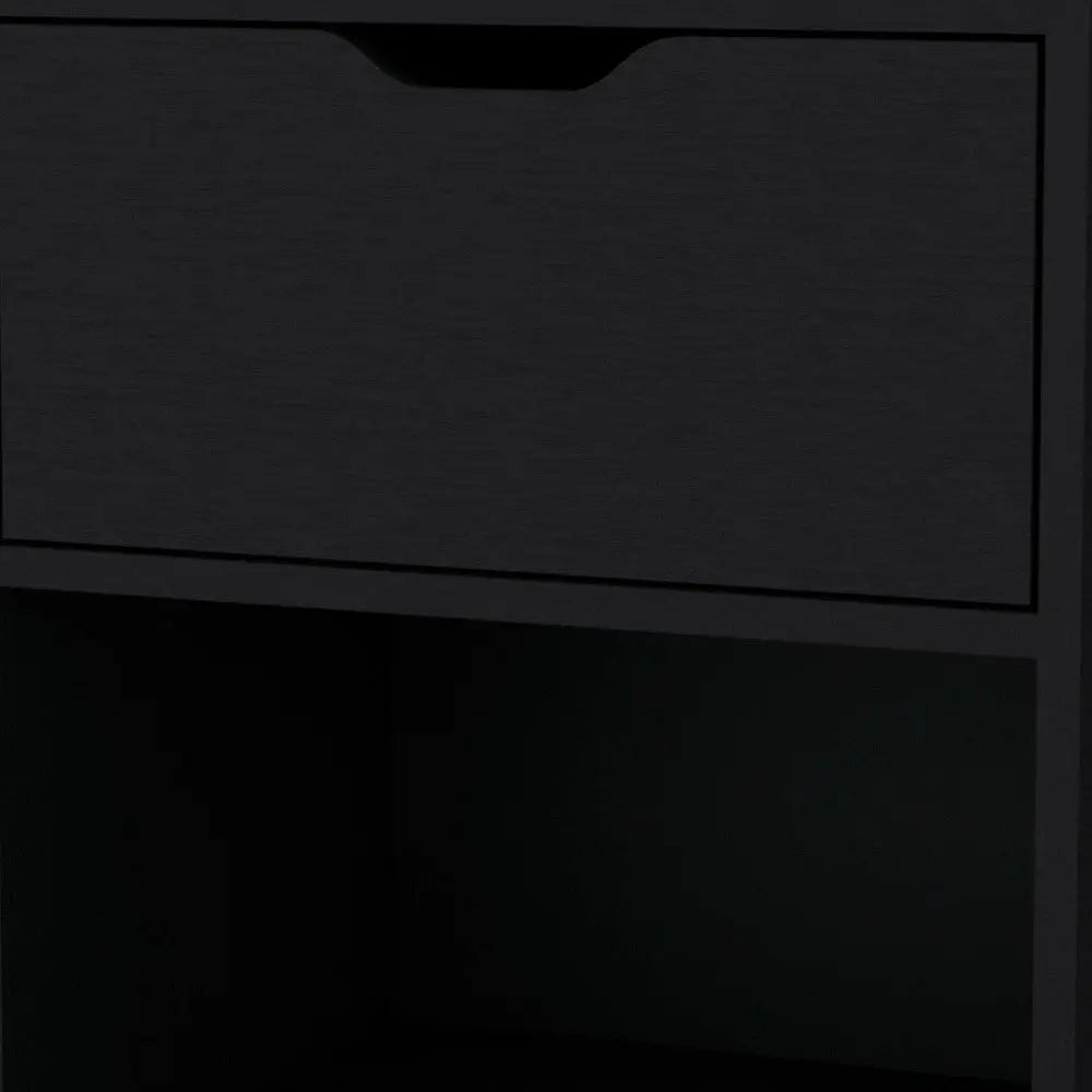 20" Black Wood One Drawer Nightstand Homeroots Bed & Bath