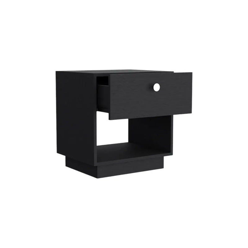 20" Black Wood One Drawer Nightstand Homeroots Bed & Bath