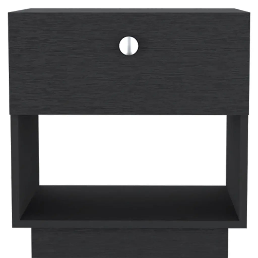 20" Black Wood One Drawer Nightstand Homeroots Bed & Bath