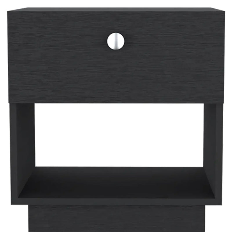 20" Black Wood One Drawer Nightstand Homeroots Bed & Bath