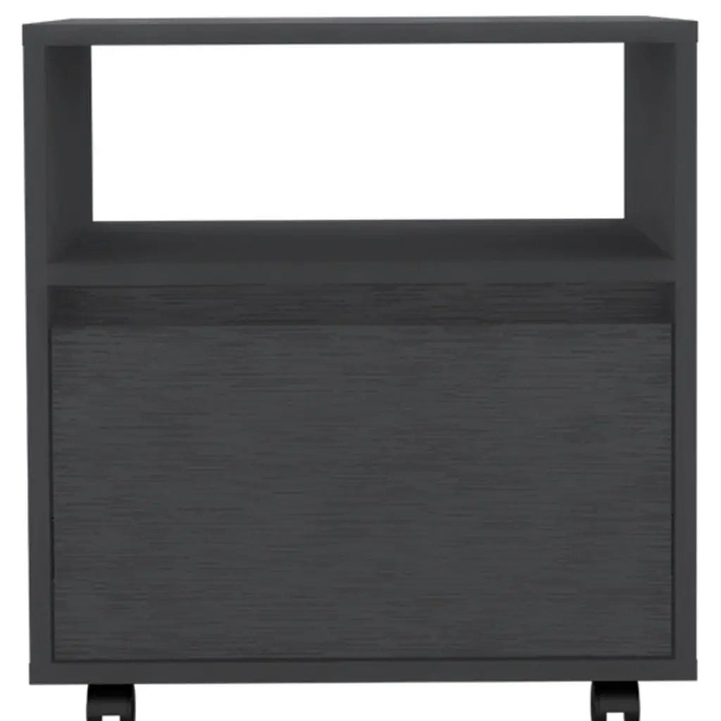 20" Black Wood One Drawer Nightstand Homeroots Bed & Bath