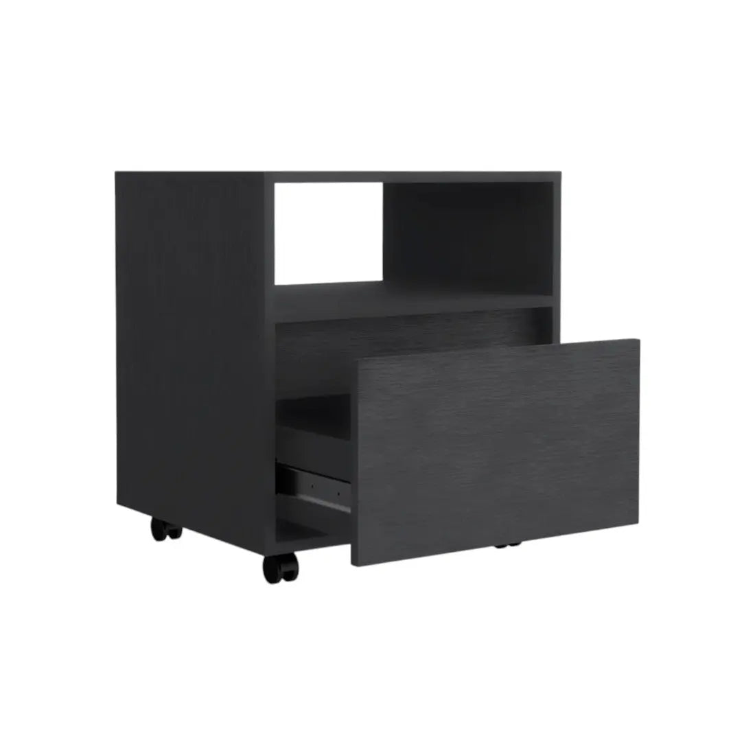20" Black Wood One Drawer Nightstand Homeroots Bed & Bath