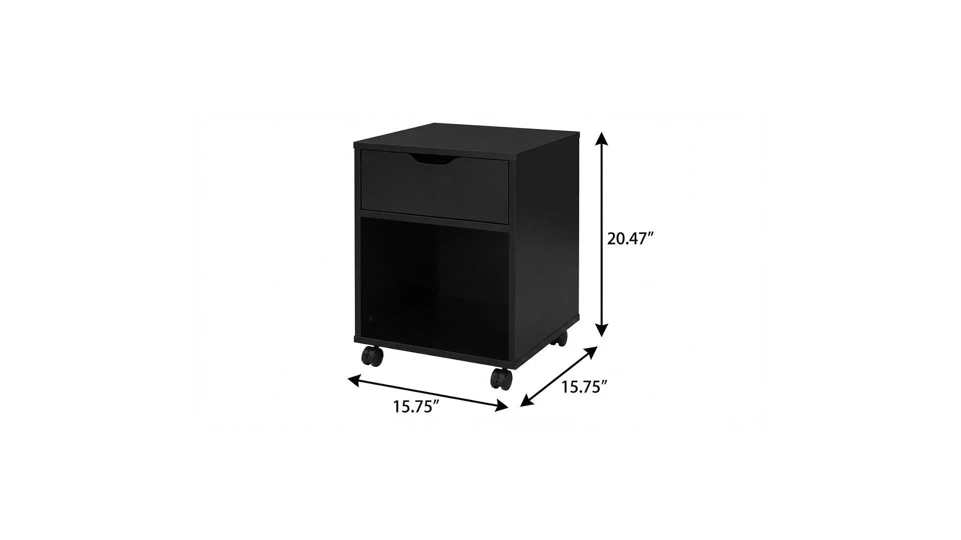20" Black Wood One Drawer Nightstand Homeroots Bed & Bath