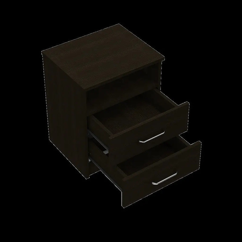 20" Black Wood Two Drawer Nightstand Homeroots Bed & Bath