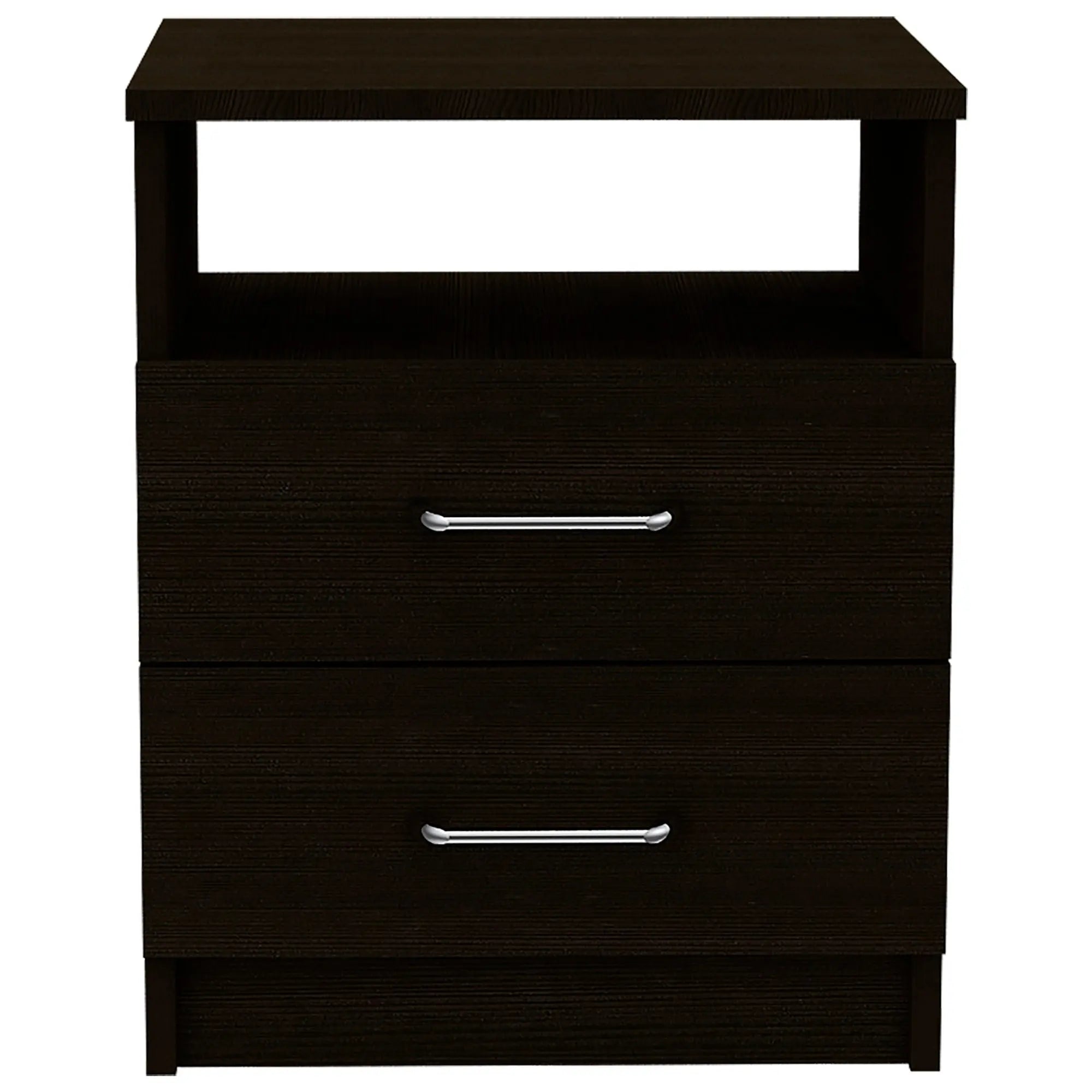 20" Black Wood Two Drawer Nightstand Homeroots Bed & Bath